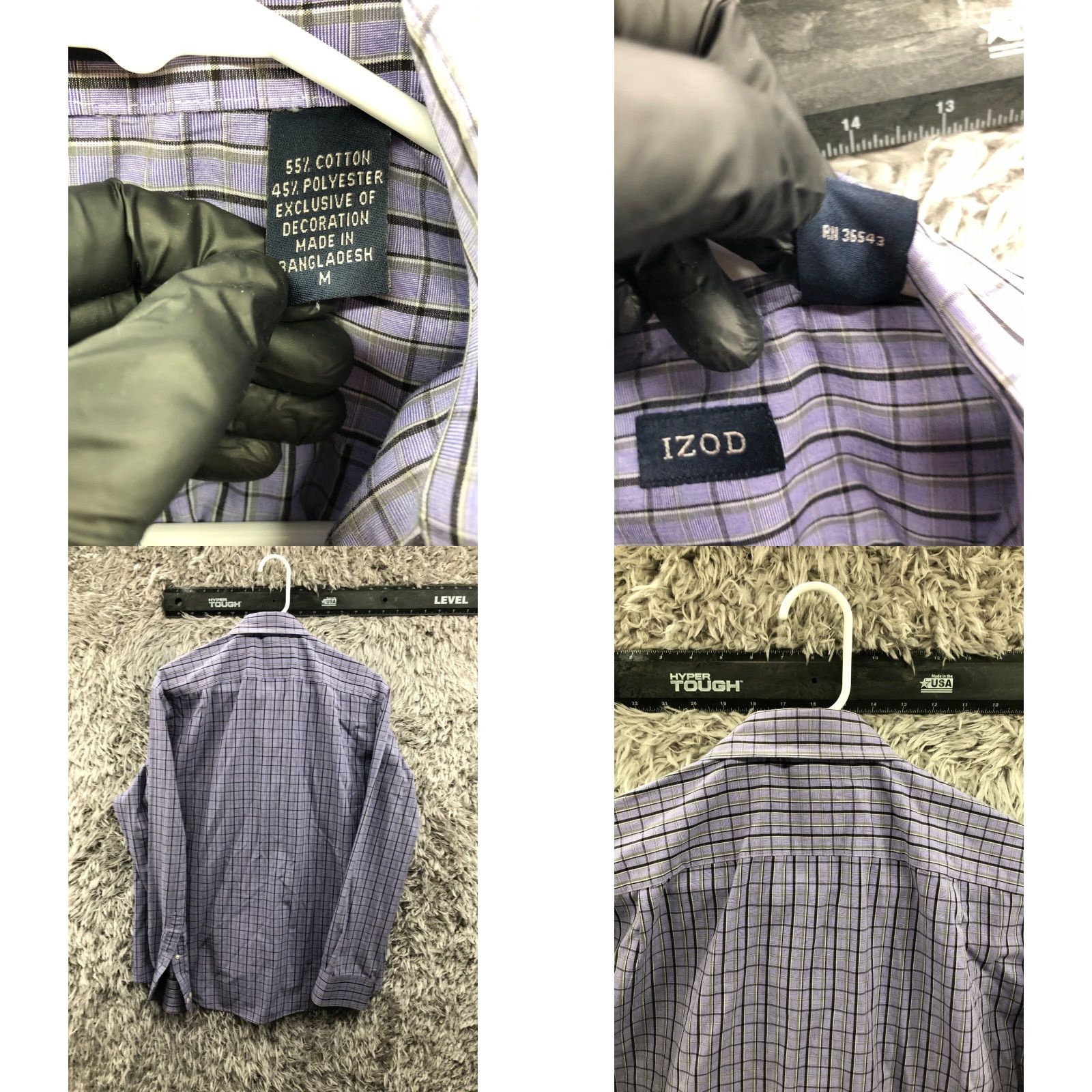 Izod Izod Easy Care Shirt M Mens Plum Check Long Sleeve Button-Down Collar Shirt Size US M / EU 48-50 / 2 - 8 Thumbnail