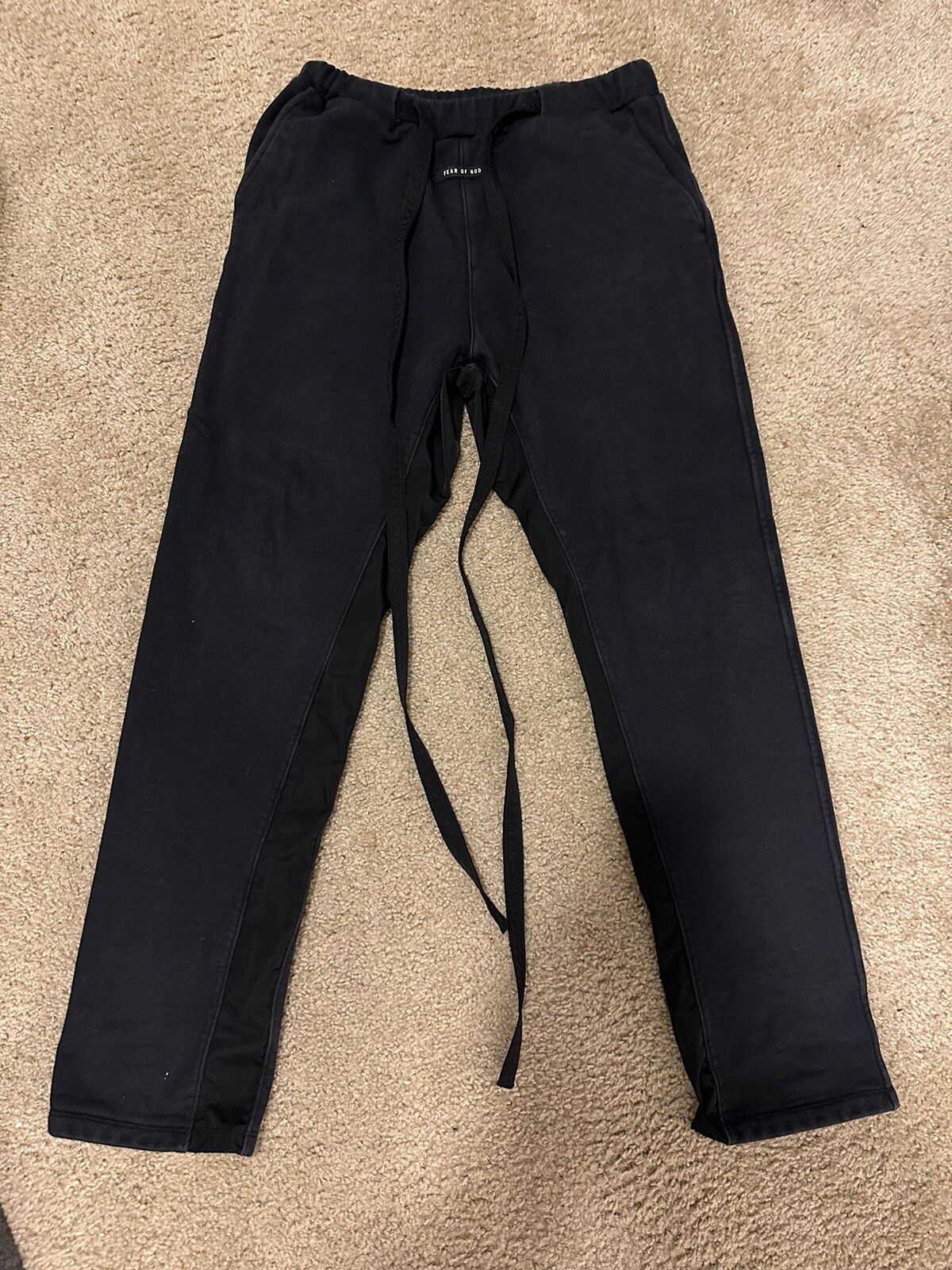 Pre-owned Fear Of God Sixth Collection Faded Black Lounge Bottoms/sweatpants