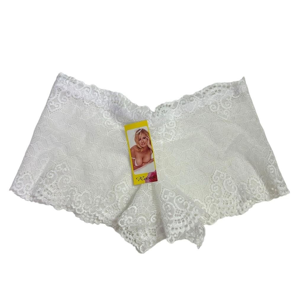 Designer Rosa l NWT White Sheer lace Boyshort Panties Small Size ONE SIZE - 3 Thumbnail