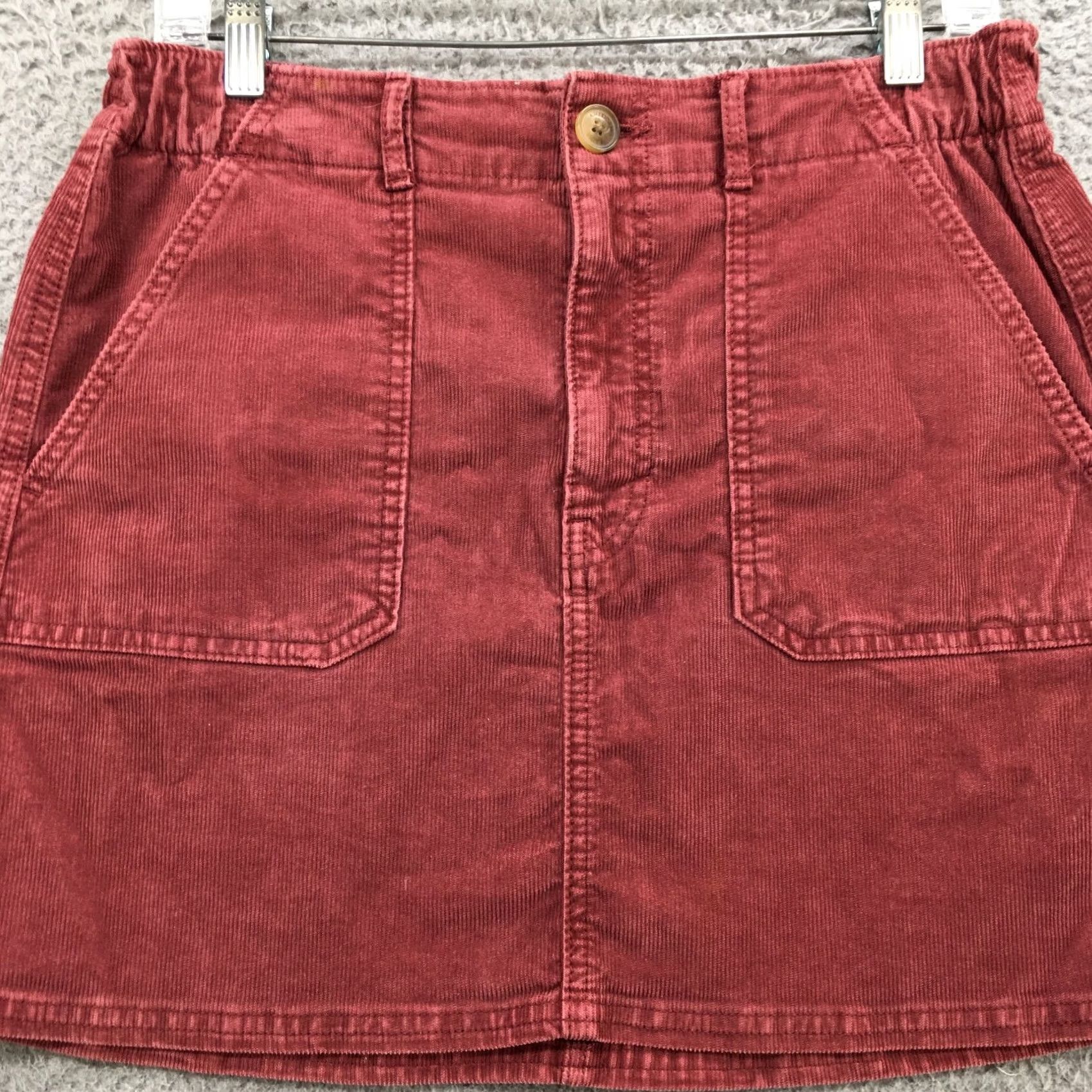 American Eagle Outfitters American Eagle Outfitters Skirt Womens 8R A-Line Corduroy Burgundy Zip Fly Short Moisture? Size 30" / US 8 / IT 44 - 2 Thumbnail
