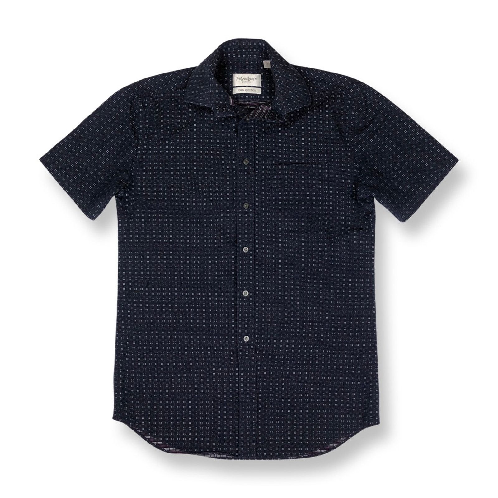 Vintage × Yves Saint Laurent Yves Saint Laurent YSL Logo Navy Shirt Size US S / EU 44-46 / 1 - 3 Thumbnail