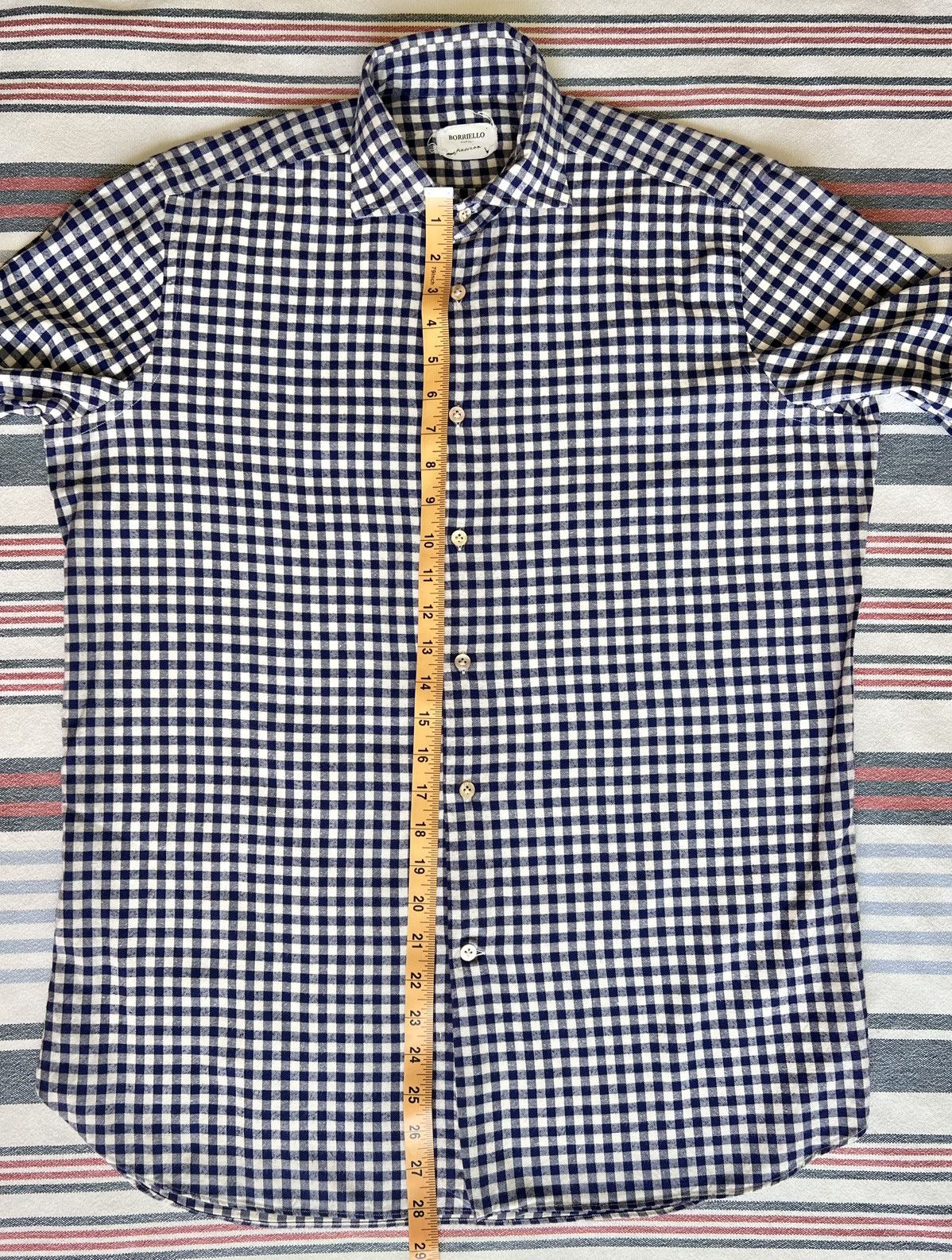 Borriello Napoli Borriello Napoli Checked Shirt Mens Light Blue Cotton Size US M / EU 48-50 / 2 - 8 Thumbnail