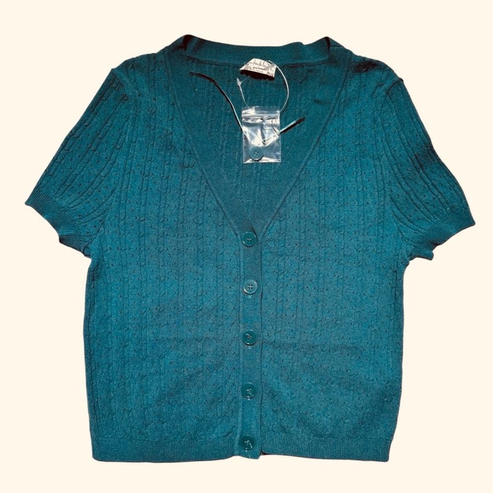 Free People New Free People Cassie Cardi Front Button Green Top Size M Size M / US 6-8 / IT 42-44 - 5 Thumbnail