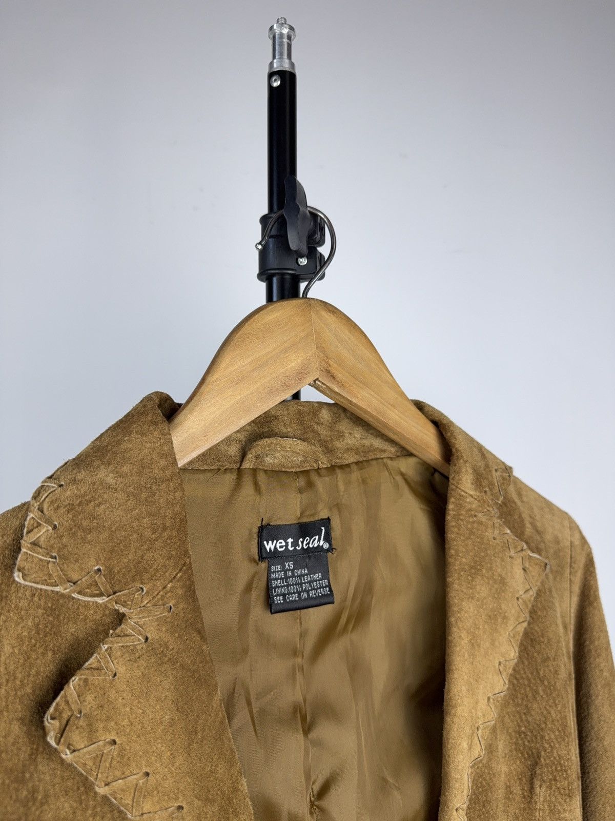 Genuine Leather Western Y2K Suede Leather Boho Coat Tan Whipstitch Jacket Size XS / US 0-2 / IT 36-38 - 5 Thumbnail