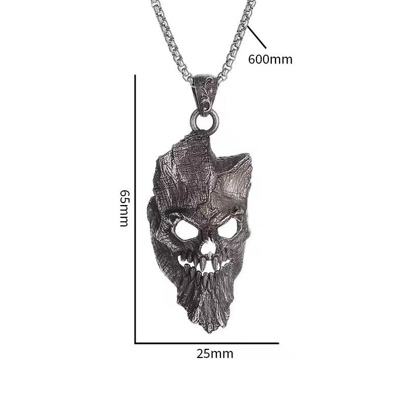 Jewelry Retro Gothic Death Skull Warrior Mask Pendant Necklace Size ONE SIZE - 2 Thumbnail