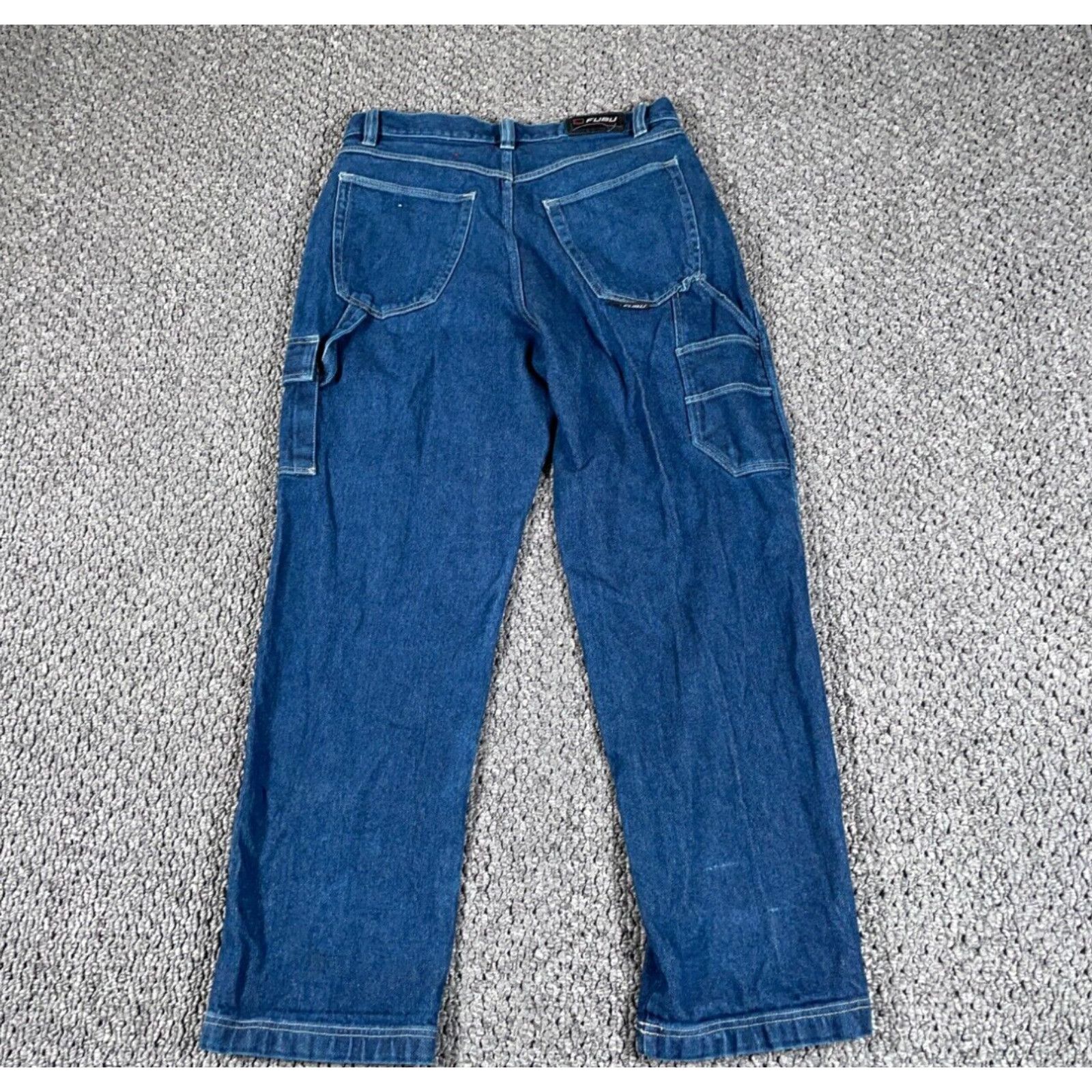 Image of VTG Fubu Baggy Fit Carpenter Jeans Men's 34 X 33 (38 X 34 Tag) Blue Denim Retro in White