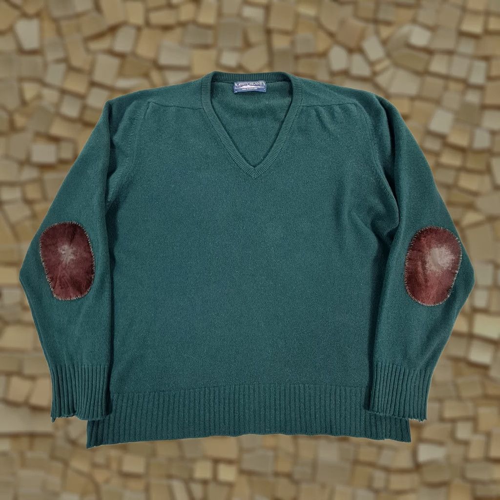 Vintage Misty Island Jumper Mens Green XL 100% Cashmere V-Neck Pullover Elbow Patches Scotland Vintage Size US XL / EU 56 / 4 - 1 Thumbnail