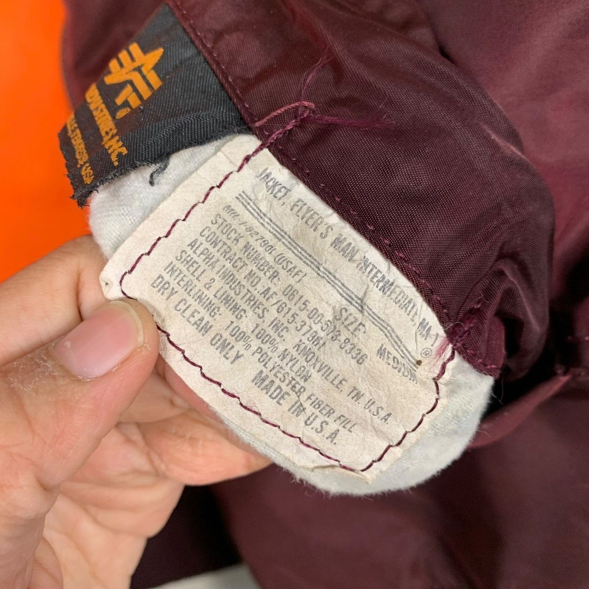 Alpha Industries Vintage Alpha Industries Maroon USAF MA-1 Bomber Made In USA Size US M / EU 48-50 / 2 - 16 Thumbnail