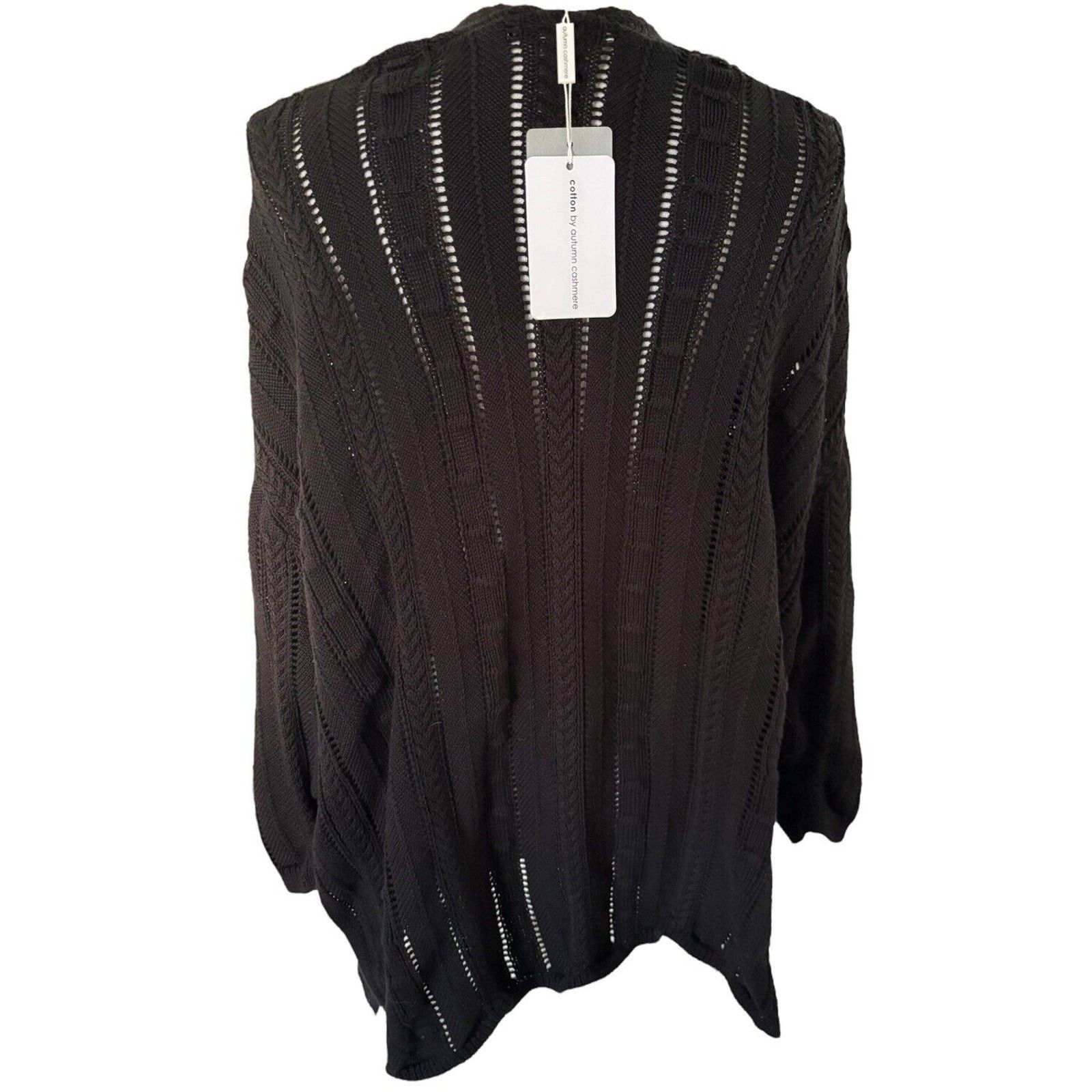 Autumn Cashmere Cotton by Autumn Cashmere Open Pointelle Duster Black L NEW Size L / US 10 / IT 46 - 3 Thumbnail