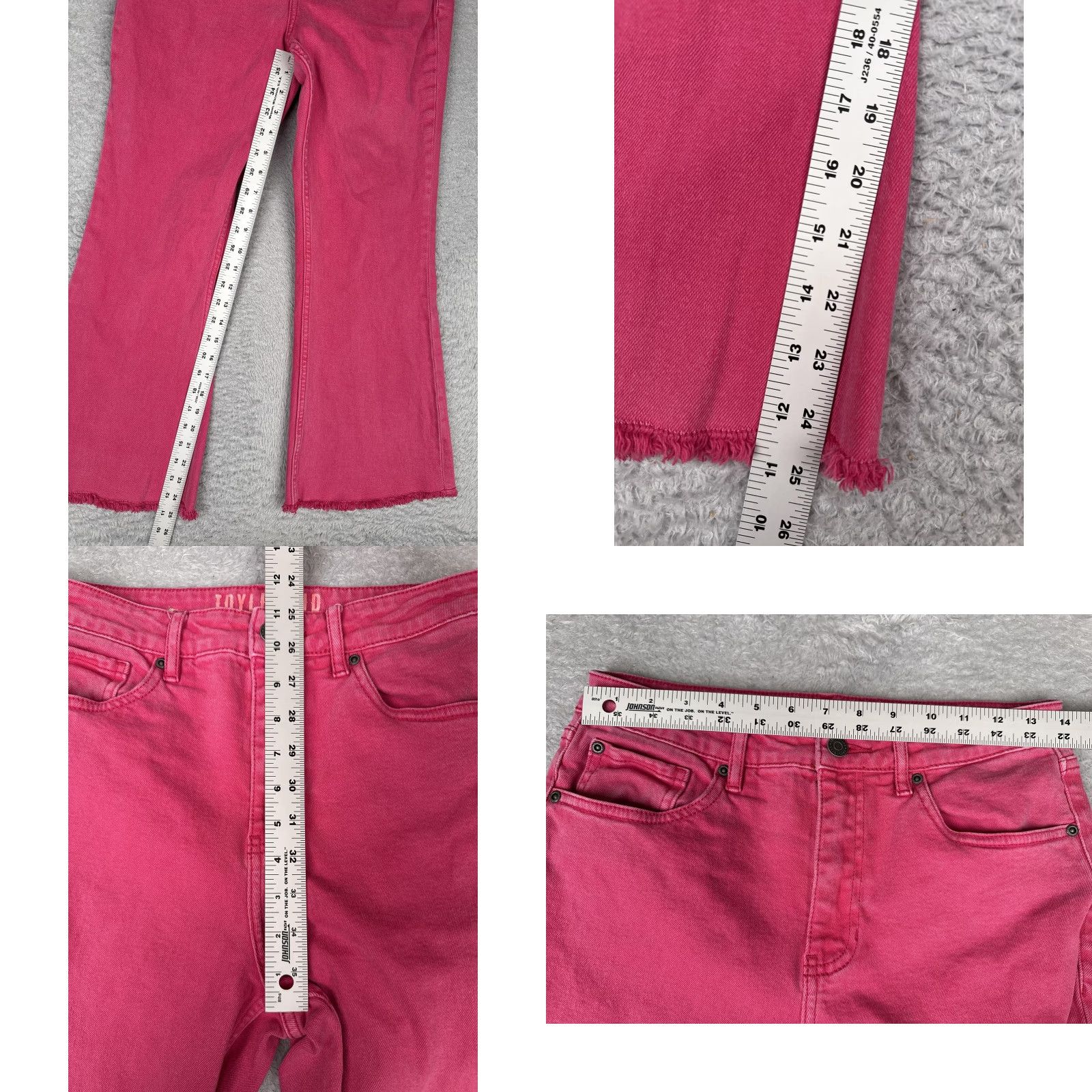 Vintage Idyllwind Jeans Womens 10W Plus Pink High Rise Bootcut Fringe Hem Stretch Denim Jeans Size 32" / US 10 / IT 46 - 8 Thumbnail