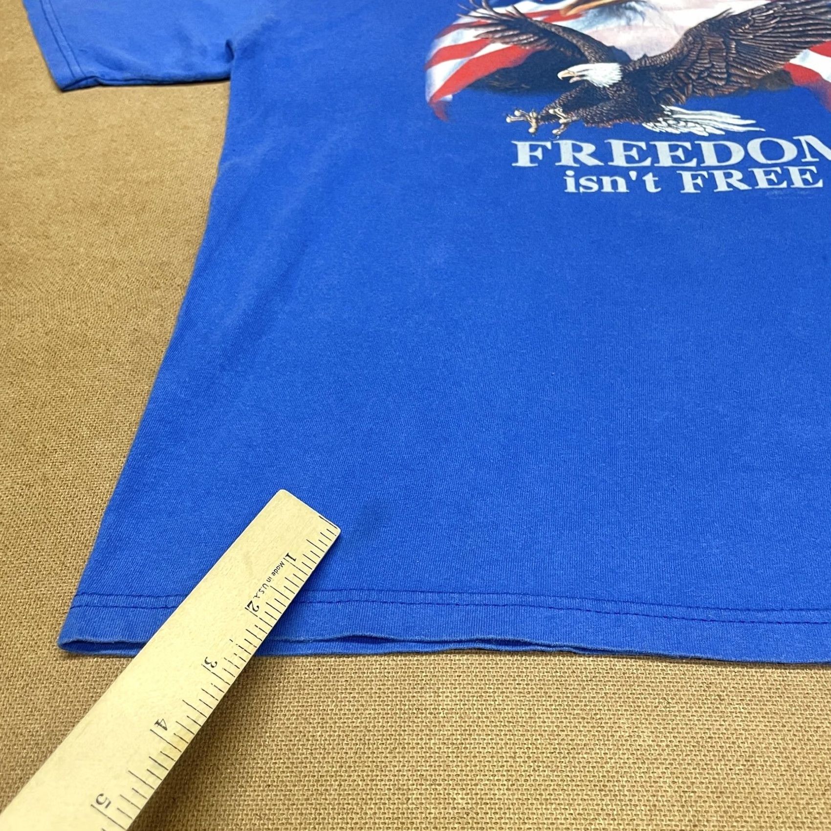 Hanes VINTAGE Hanes Heavyweight Shirt Mens XL Blue Patriotic Bald Eagle American Flag Freedom Shirt Mens XL Blue Size US XL / EU 56 / 4 - 3 Thumbnail