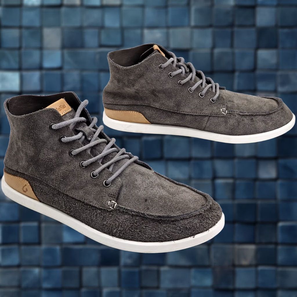 Olukai Olukai Nalukai Kala Nubuck Leather Chukka Boots Men 9 Gray Mid Top Lace Up Shoes Brown? Size US M / EU 48-50 / 2 - 1 Thumbnail