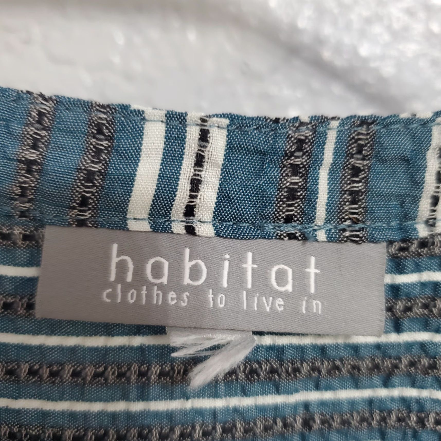 Habitat VINTAGE Habitat Top 1X No Size Tag Blue Gray Striped Button Tunic Relaxed Lagenlook Size XL / US 12-14 / IT 48-50 - 3 Thumbnail