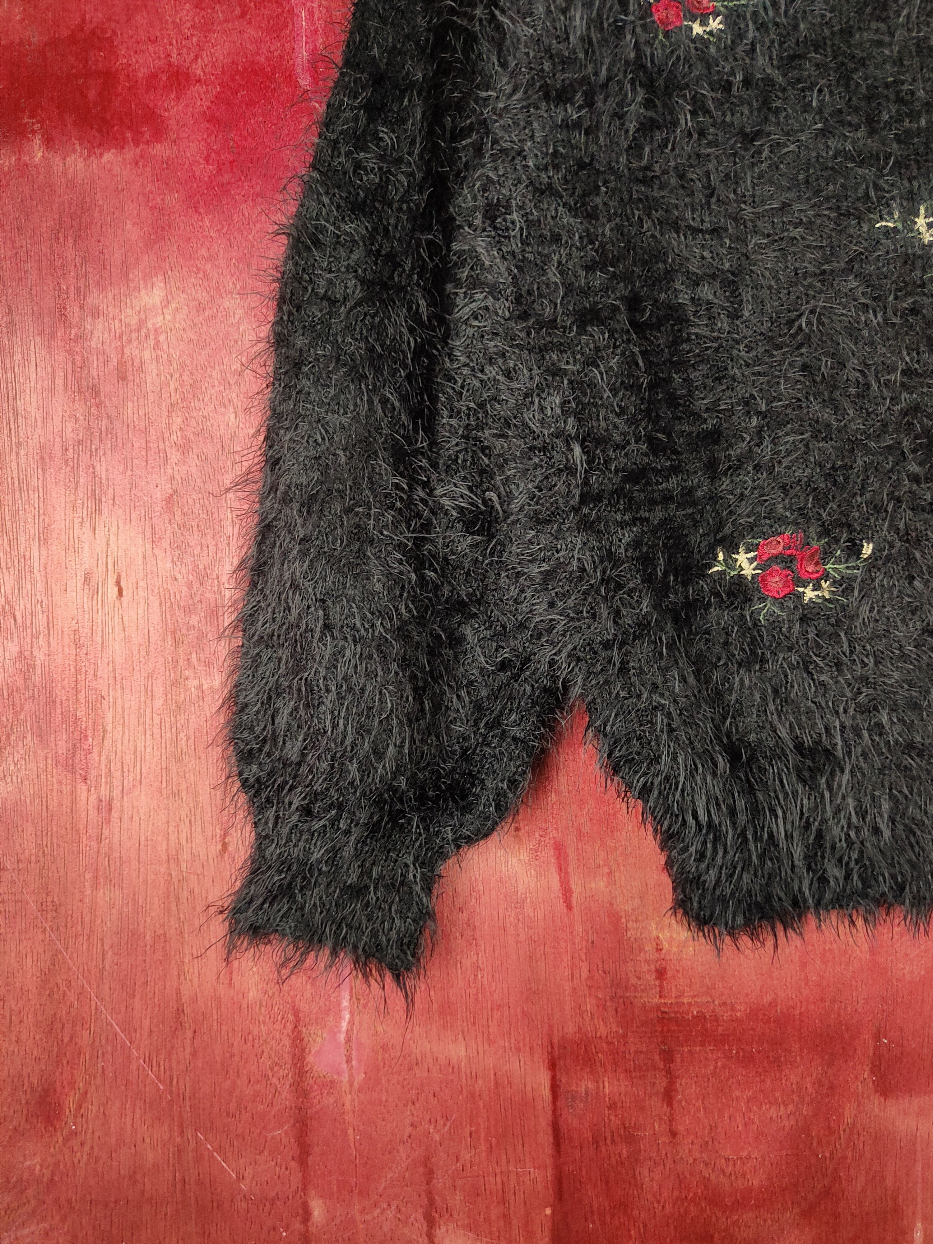 Aran Isles Knitwear × Japanese Brand × Vintage Earth Music & Ecology Black Fur Mohair Knitwear #S2089 Size S / US 4 / IT 40 - 5 Thumbnail