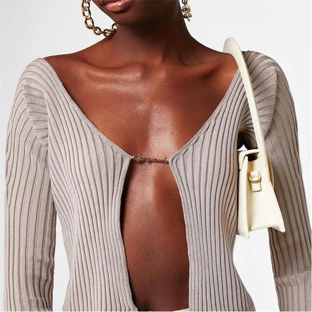 Jacquemus o1g2r1mq1024 Cardigan Top in Dark Beige Size M / US 6-8 / IT 42-44 - 3 Thumbnail