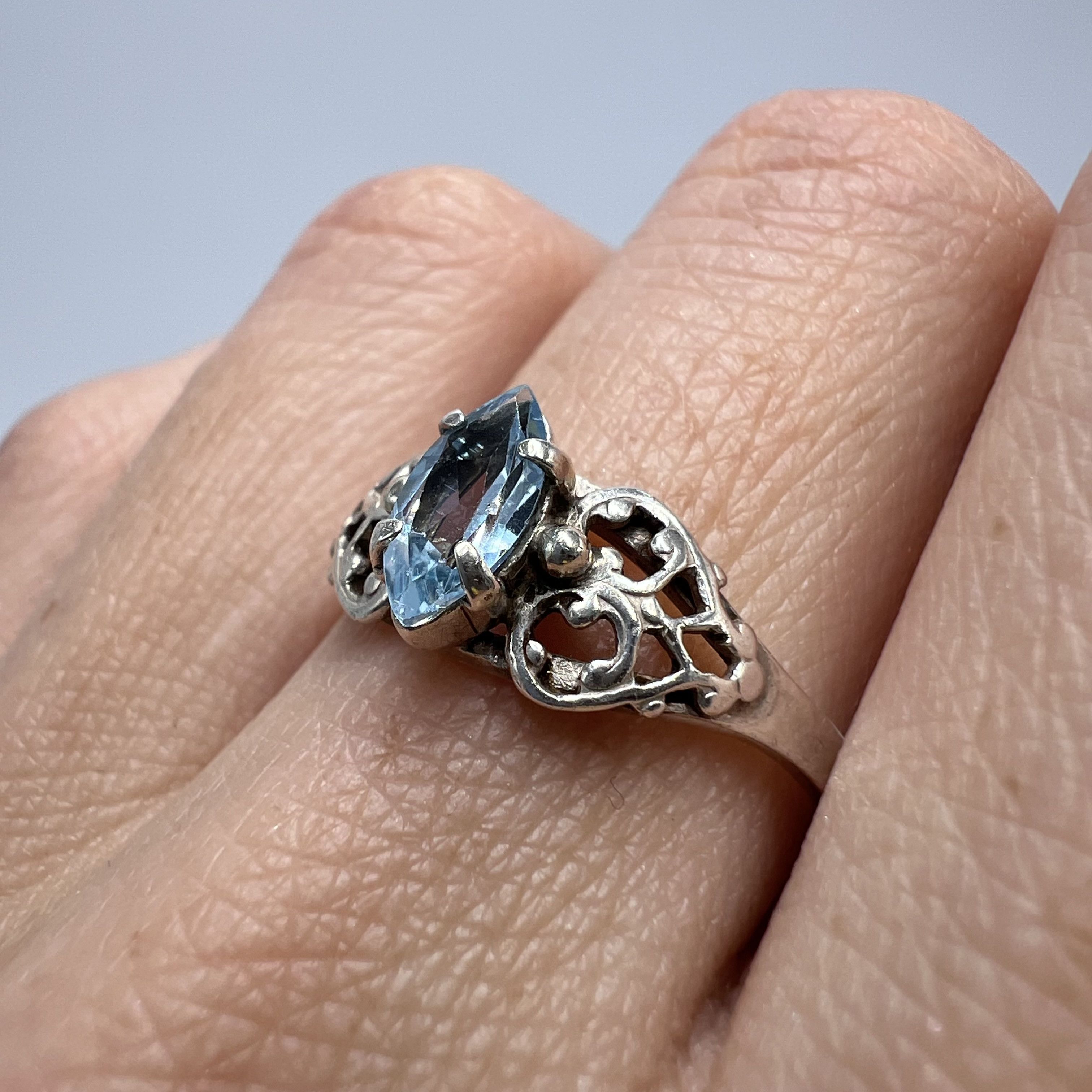 Sterling Silver Vintage Ring Sterling Silver 925 Stone Topaz Jewelry 8U Size ONE SIZE - 3 Thumbnail