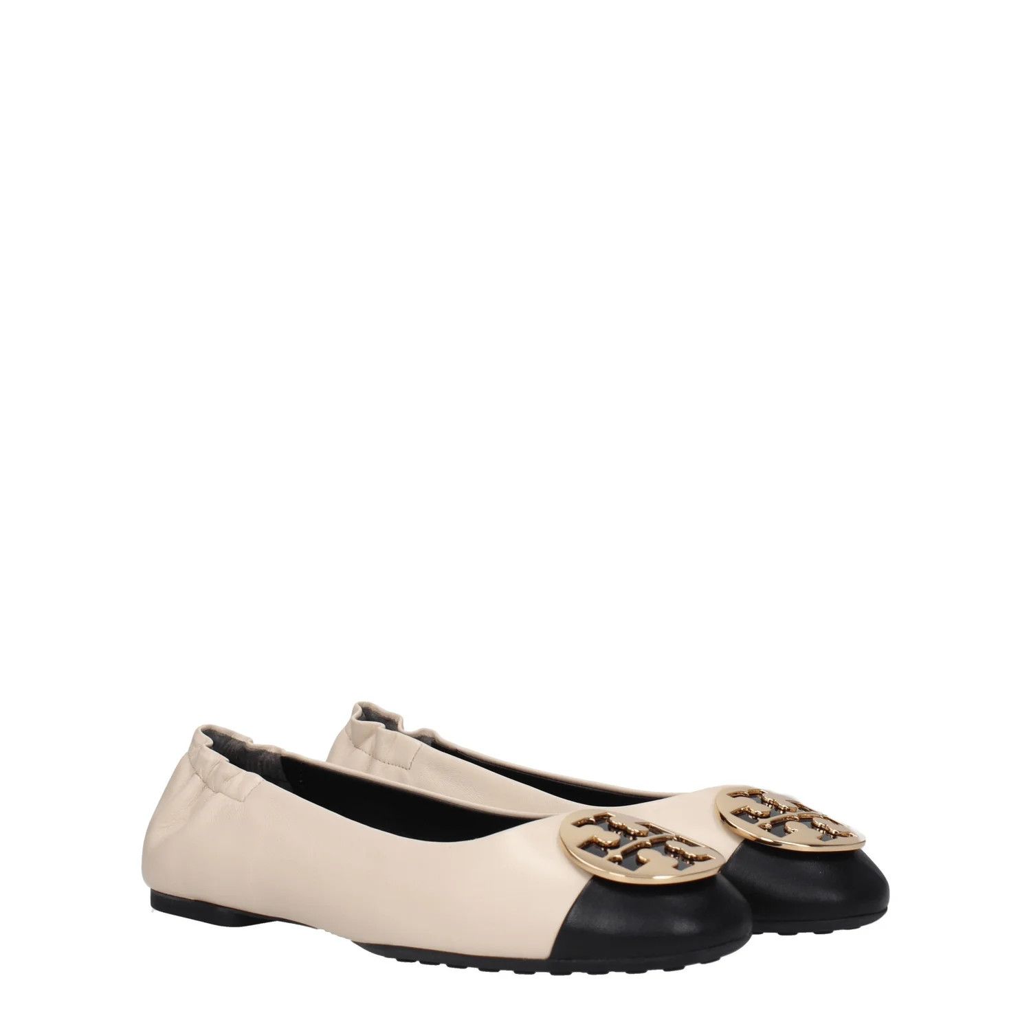Tory Burch ob1o1e1124 Leather Ballet Flats in Beige & Black Size US 7 / IT 37 - 2 Thumbnail