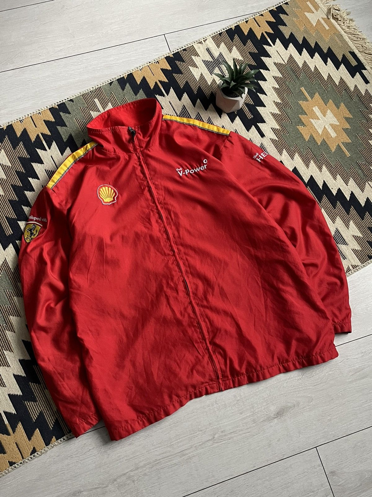 Ferrari × Vintage Vintage Ferrari Nylon V-Power Shell Logo Jacket Size US L / EU 52-54 / 3 - 3 Thumbnail
