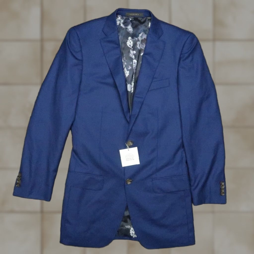 Vintage Indochino Blazer 38R Blue Wool Cashmere Single Breasted Regular Fit Formal Jacket NWT Mens Size 38R - 1 Thumbnail