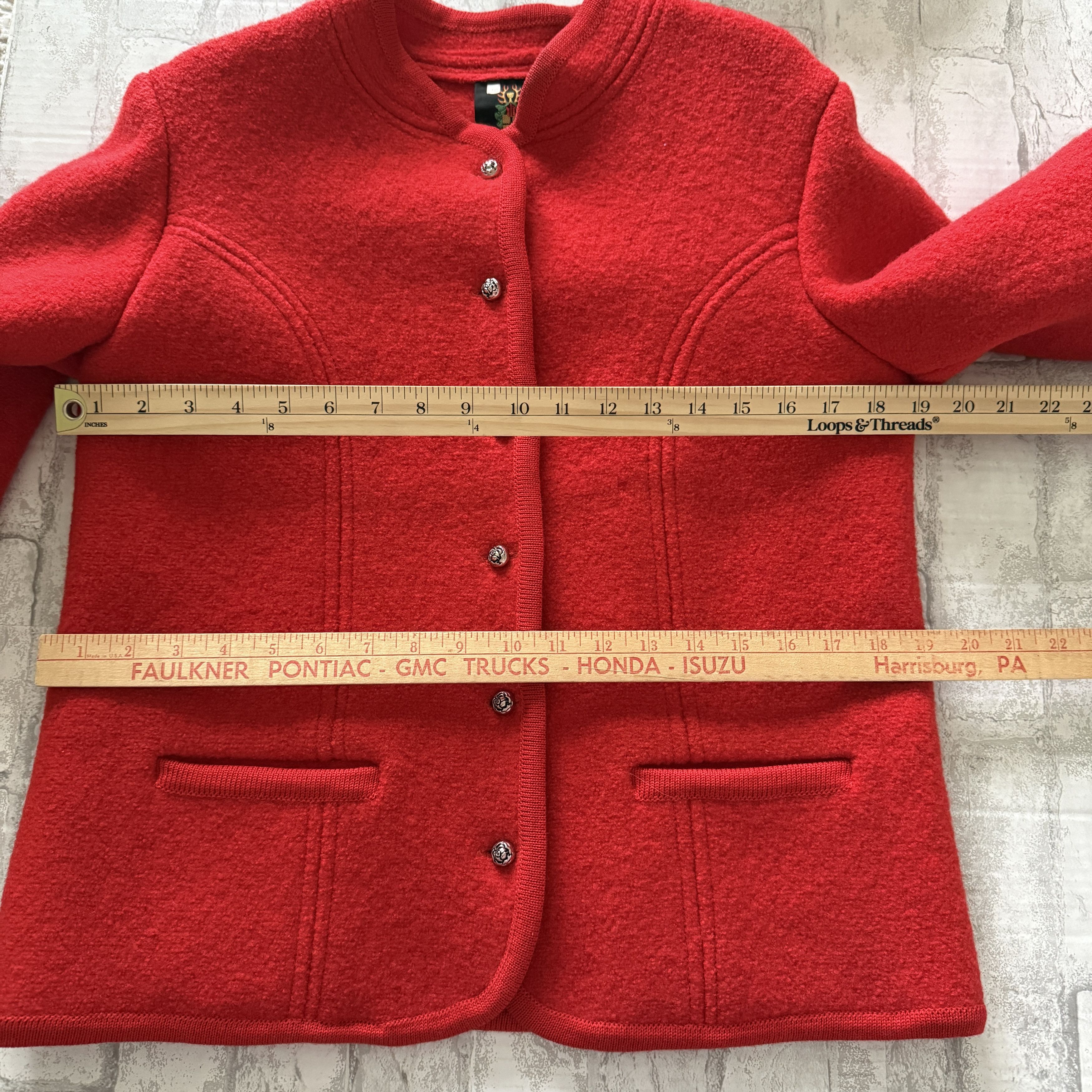Other VTG German Cherry Red Boiled Wool Jacket Trachten Alpine Size S / US 4 / IT 40 - 4 Thumbnail