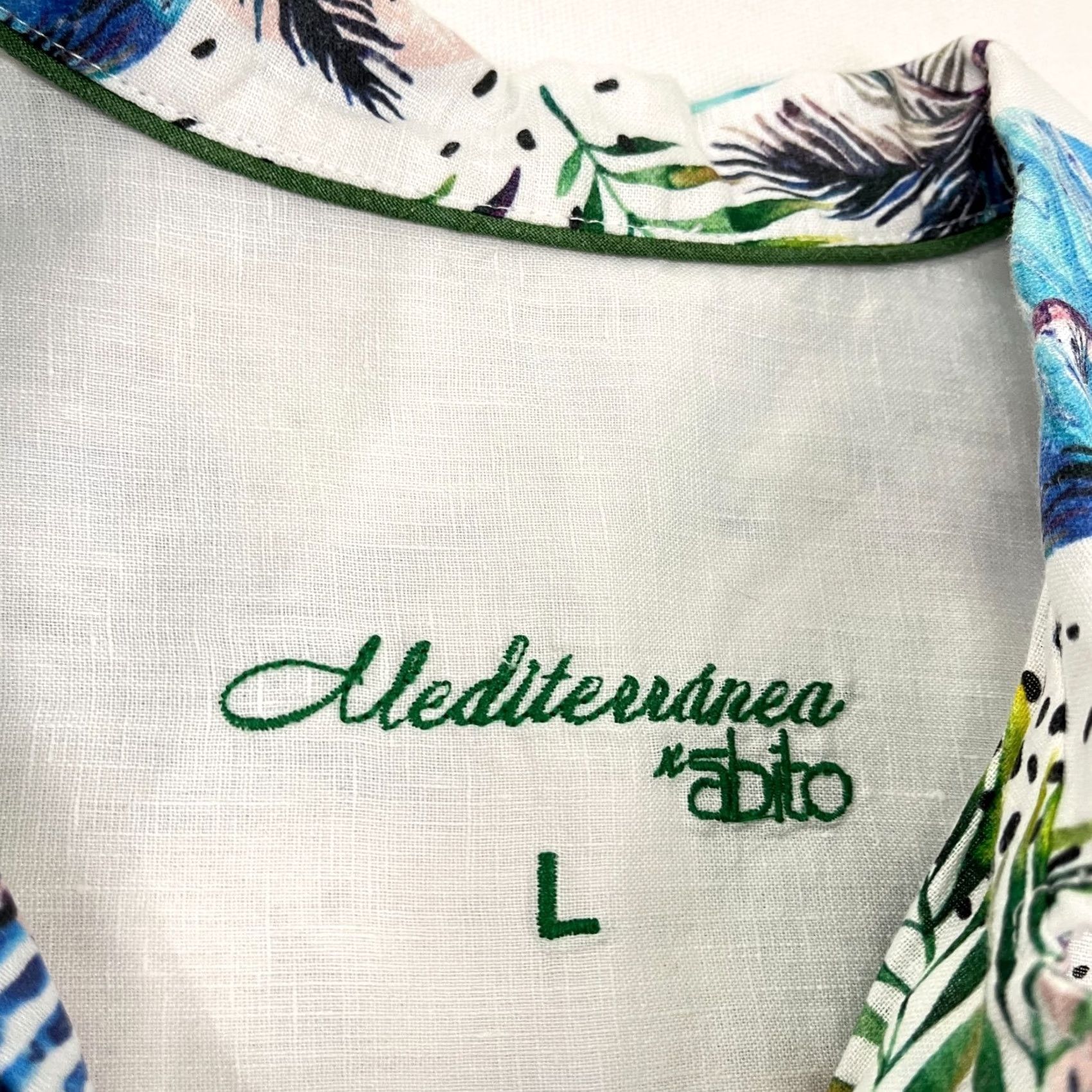 Vintage Mediterranea Abito Shirt Mens L Linen Floral Tropical Vacation Waves Button Up Size US L / EU 52-54 / 3 - 2 Thumbnail