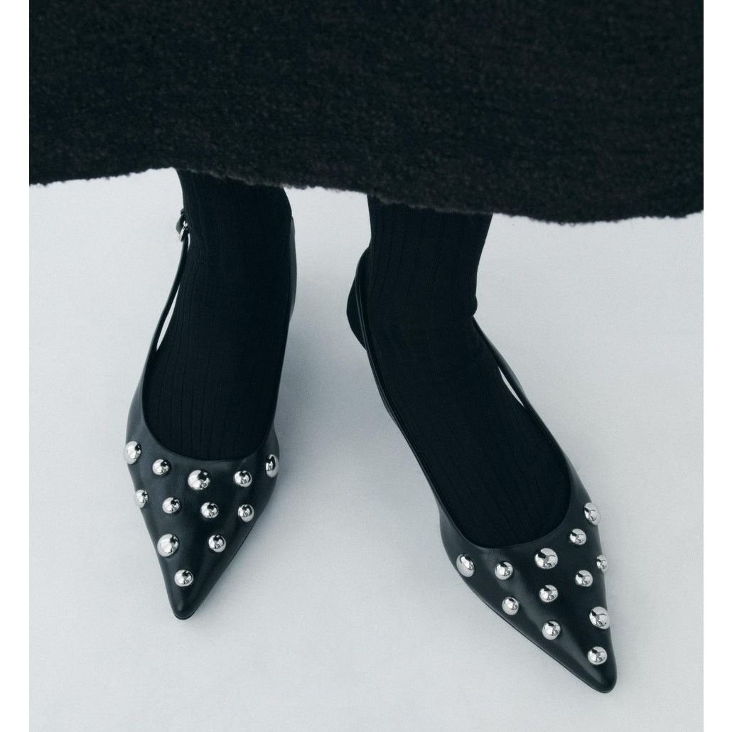 Zara Zara Studded Pointed Toe Slingback Kitten Heels NWT Size US 8 / IT 38 - 22 Thumbnail