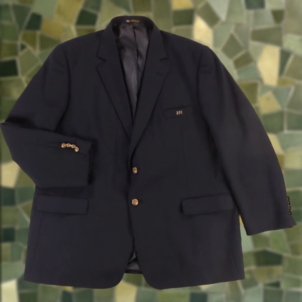 VINTAGE Hardwick Men's Wool Blazer Jacket 50L Blue Single-Breasted