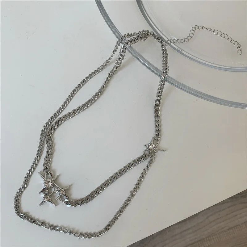 Jewelry Shinny Crystal Star Layer Chocker Necklace Size ONE SIZE - 5 Thumbnail