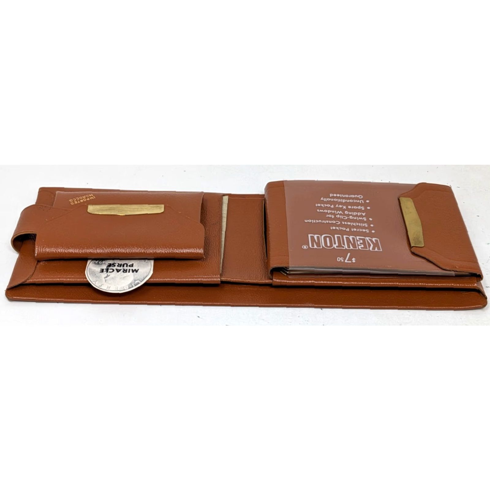 Vintage VINTAGE Kenton Wallet Women Morocco Brown Leather Billfold Miracle Purse Imported Size ONE SIZE - 5 Thumbnail