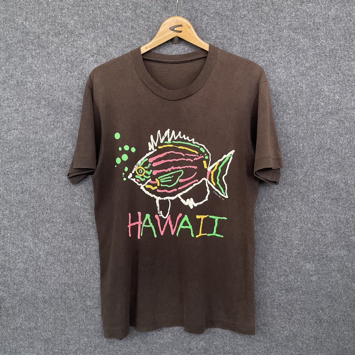Vintage Vintage 1989 Hawaii Polytees Sunfaded Black T Shirt Size US M / EU 48-50 / 2 - 1 Thumbnail