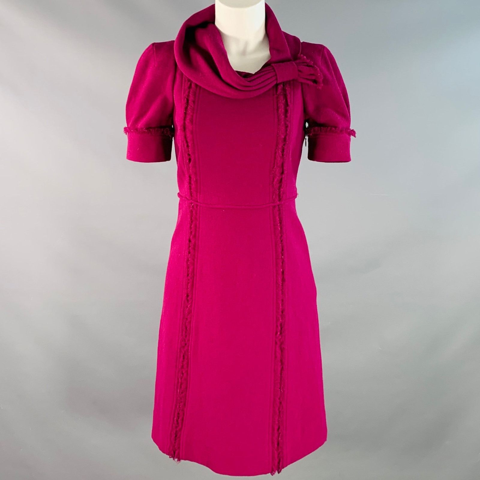Marc by Marc Jacobs Size 2 Purple Wool Short Sleeve Raw Edge Dress Size XS / US 0-2 / IT 36-38 - 1 Thumbnail