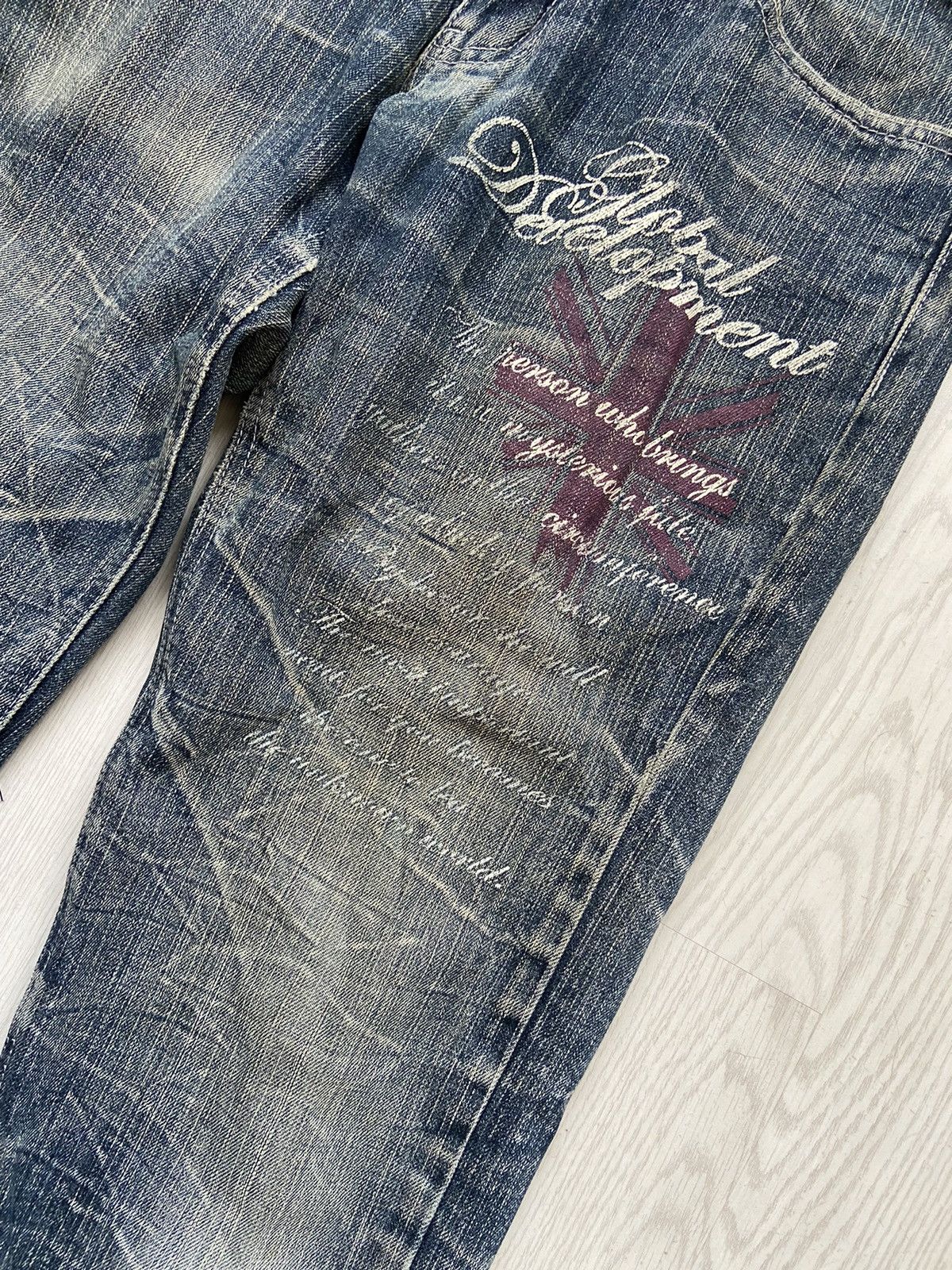 If Six Was Nine × Japanese Brand × Le Grande Bleu (L.G.B.) Vintage 2000’s Jack Serika Visual Kei Skull Crazy Denim Pant Size US 30 / EU 46 - 4 Thumbnail