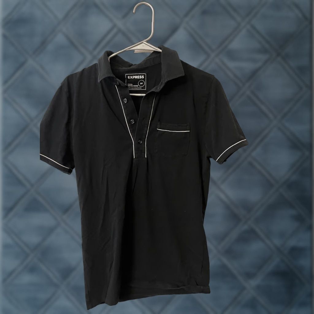 Express VINTAGE Express Stretch Moisture Wicking Men's Black Polo Shirt Small Size US S / EU 44-46 / 1 - 1 Thumbnail