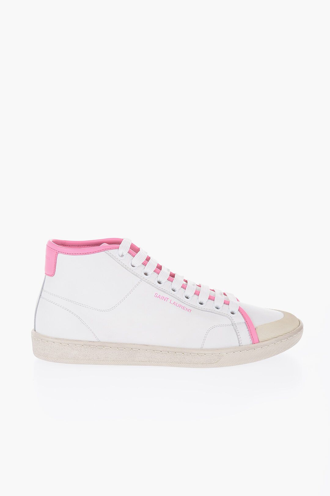 og1mm0724 Leather Hi-Top Sneakers in White Pink