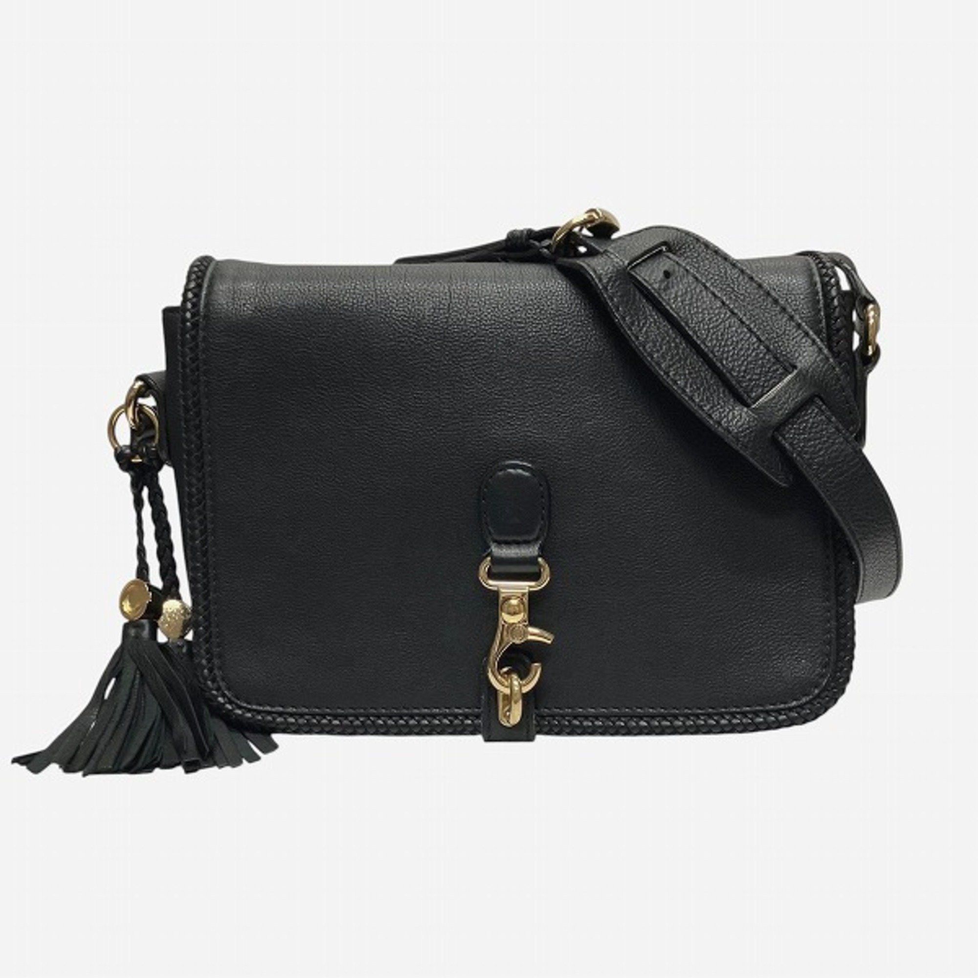 Gucci Marrakech 257024 Black Leather Tassel Bag Shoulder For Women