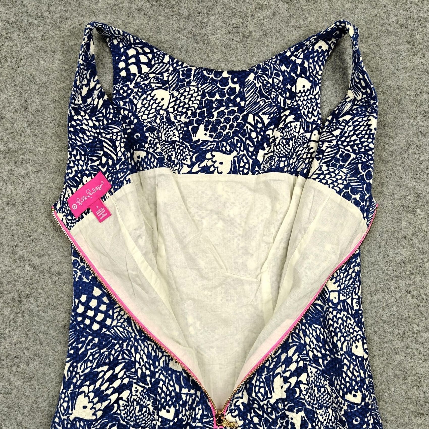 Lilly Pulitzer Lilly Pulitzer Dress Womens 2 Blue Floral Jacquard Embroidered Shift Mini Size XS / US 0-2 / IT 36-38 - 4 Thumbnail