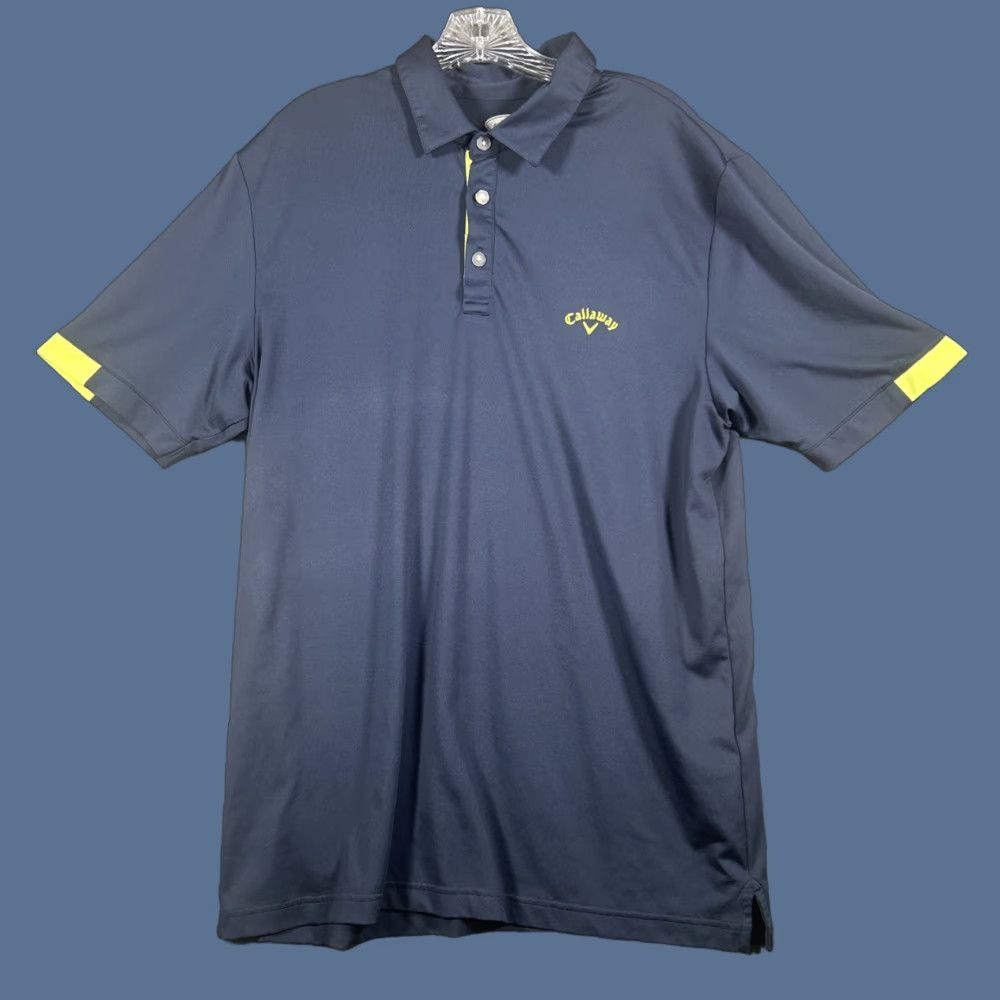 Callaway Callaway Polo Shirt Mens L Blue Short Sleeve Performance Stretch Striped Logo Golf Shirt Size US L / EU 52-54 / 3 - 1 Thumbnail