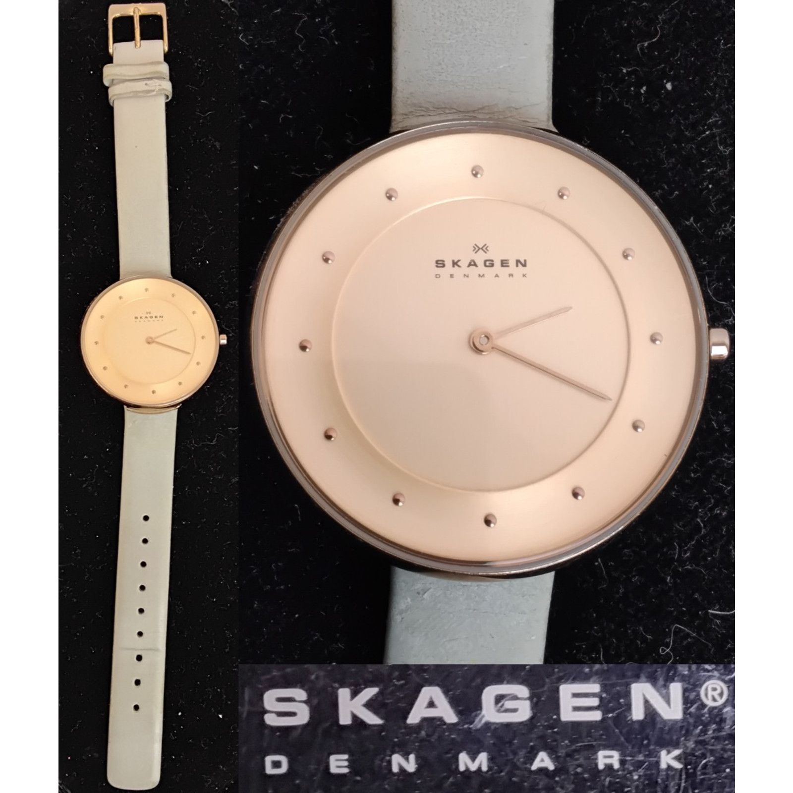 Skagen Skagen Denmark Ladies Watch SKWZ139 Gold Bezel Gray Band Size ONE SIZE - 1 Thumbnail