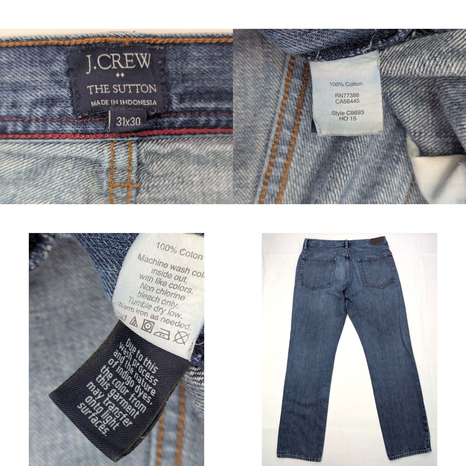 J.Crew J.CREW The Sutton Straight Jeans Blue Denim Men 31x30 Regular Non- distressed Solid Cotton Blend Size US 33 - 8 Thumbnail