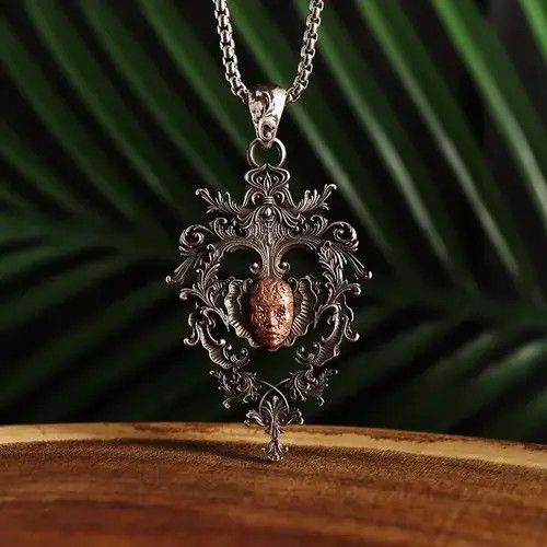 Jewelry Gothic Clown Hand-Carved Necklace Size ONE SIZE - 2 Thumbnail