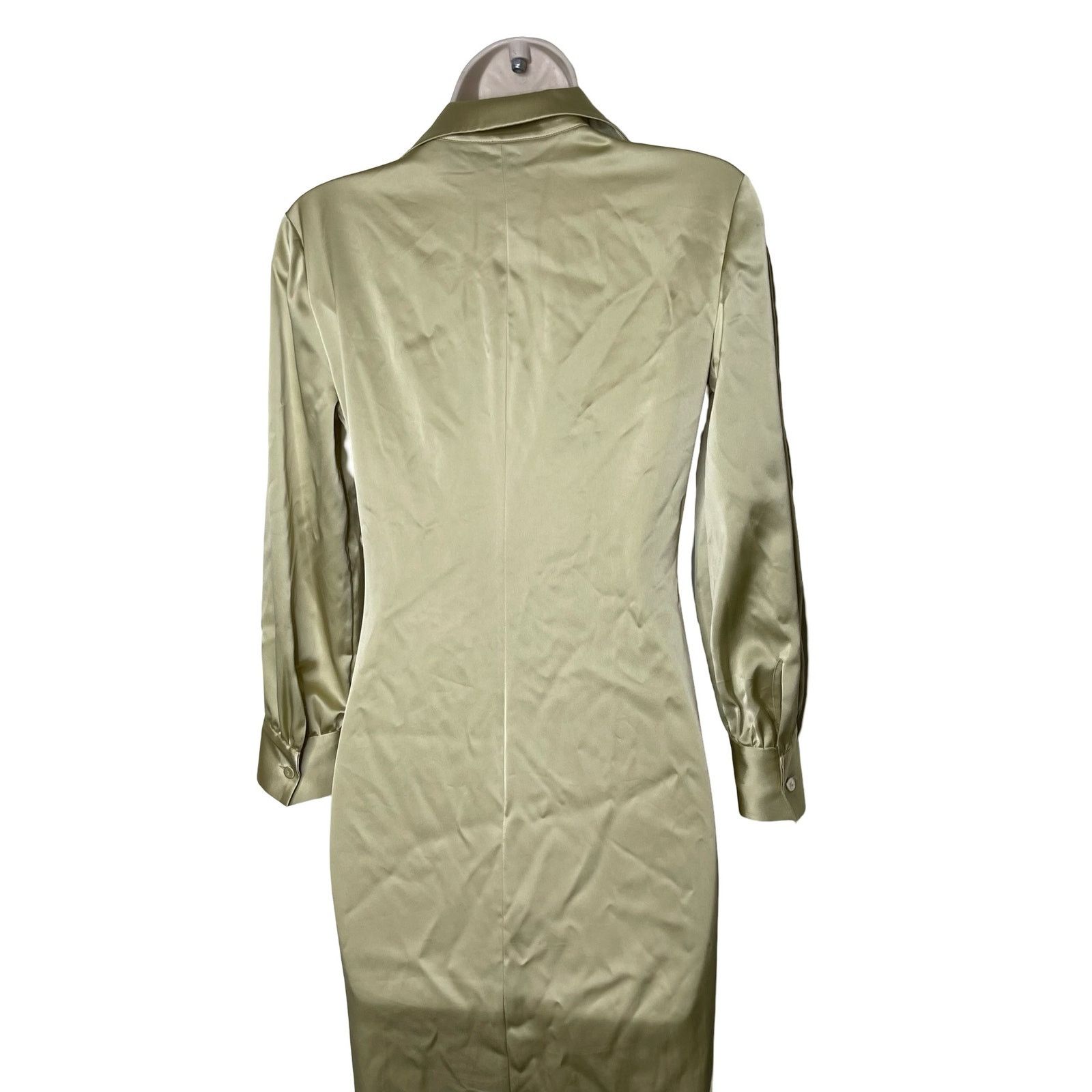 Theory Theory Twist Front Satin Midi Dress in Lime Green sz 00 Size XXS / US 00 / IT 34 - 5 Thumbnail