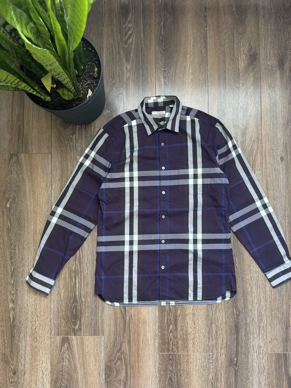 Burberry Burberry Brit Men's M Purple Check Long sleeve button up Shirt Size US M / EU 48-50 / 2 - 1 Thumbnail