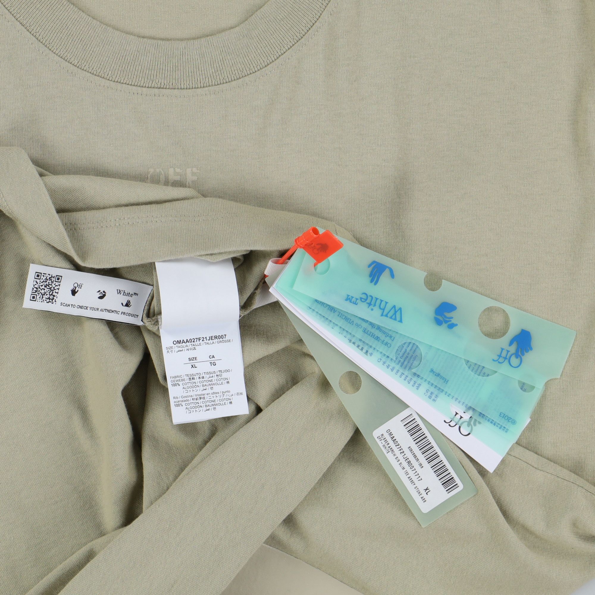 Off-White Beige Rubber Arrows Logo T-Shirt Size US XL / EU 56 / 4 - 7 Thumbnail