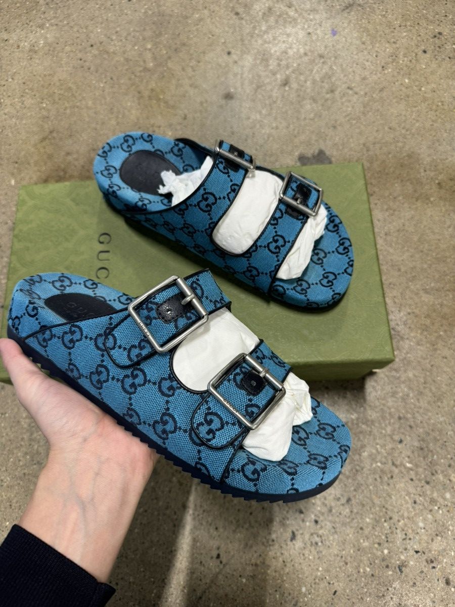 Gucci Gucci GG Supreme Canvas Jacquard Sandals Slides 790$ Size US 8 / EU 41 - 3 Thumbnail
