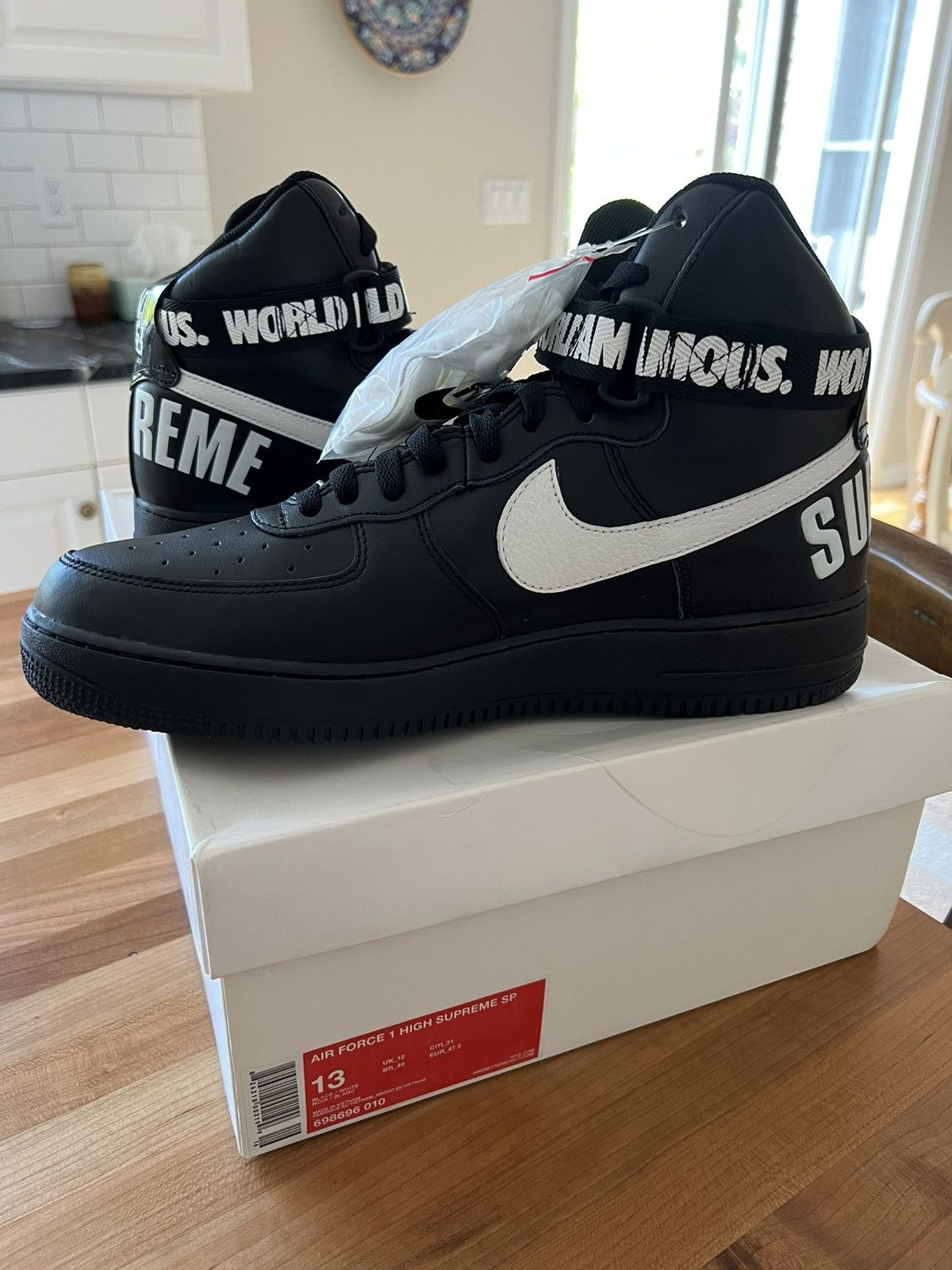 Nike × Supreme Supreme x Nike Air Force 1 High ‘World Famous’ Black Size US 13 / EU 46 - 5 Thumbnail