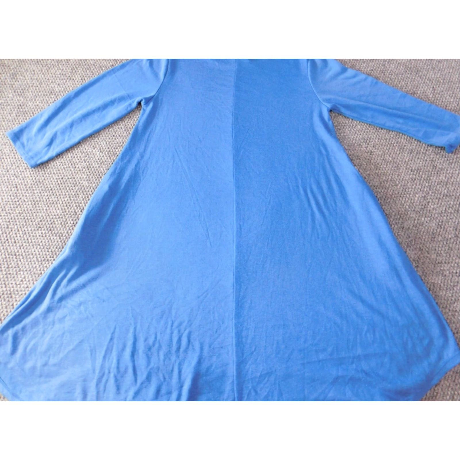 Vintage zenana outfitters dress Midi Blue stretch A-Line Womens M Crew Neck Zip Puff Sleeve Crochet Solid Newport? Size M / US 6-8 / IT 42-44 - 7 Thumbnail