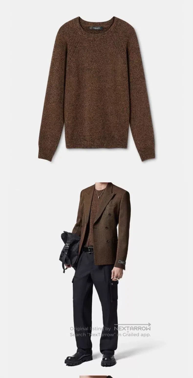 Versace Versace Patterned long-sleeved cashmere knit brown pullove Size US XL / EU 56 / 4 - 1 Thumbnail