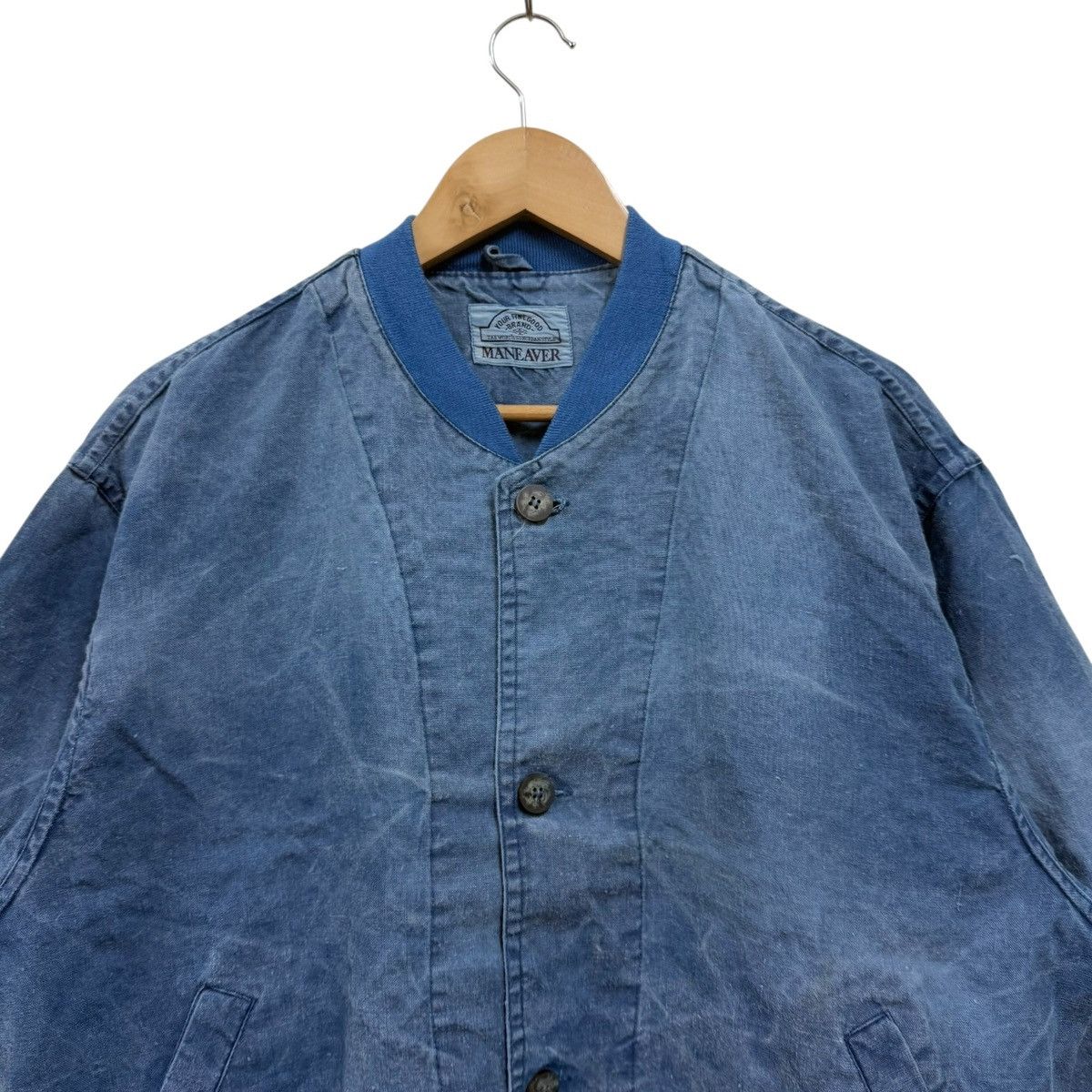 Japanese Brand Vintage Maneaver Jacket Bomber Denim Cotton Size US XL / EU 56 / 4 - 2 Thumbnail