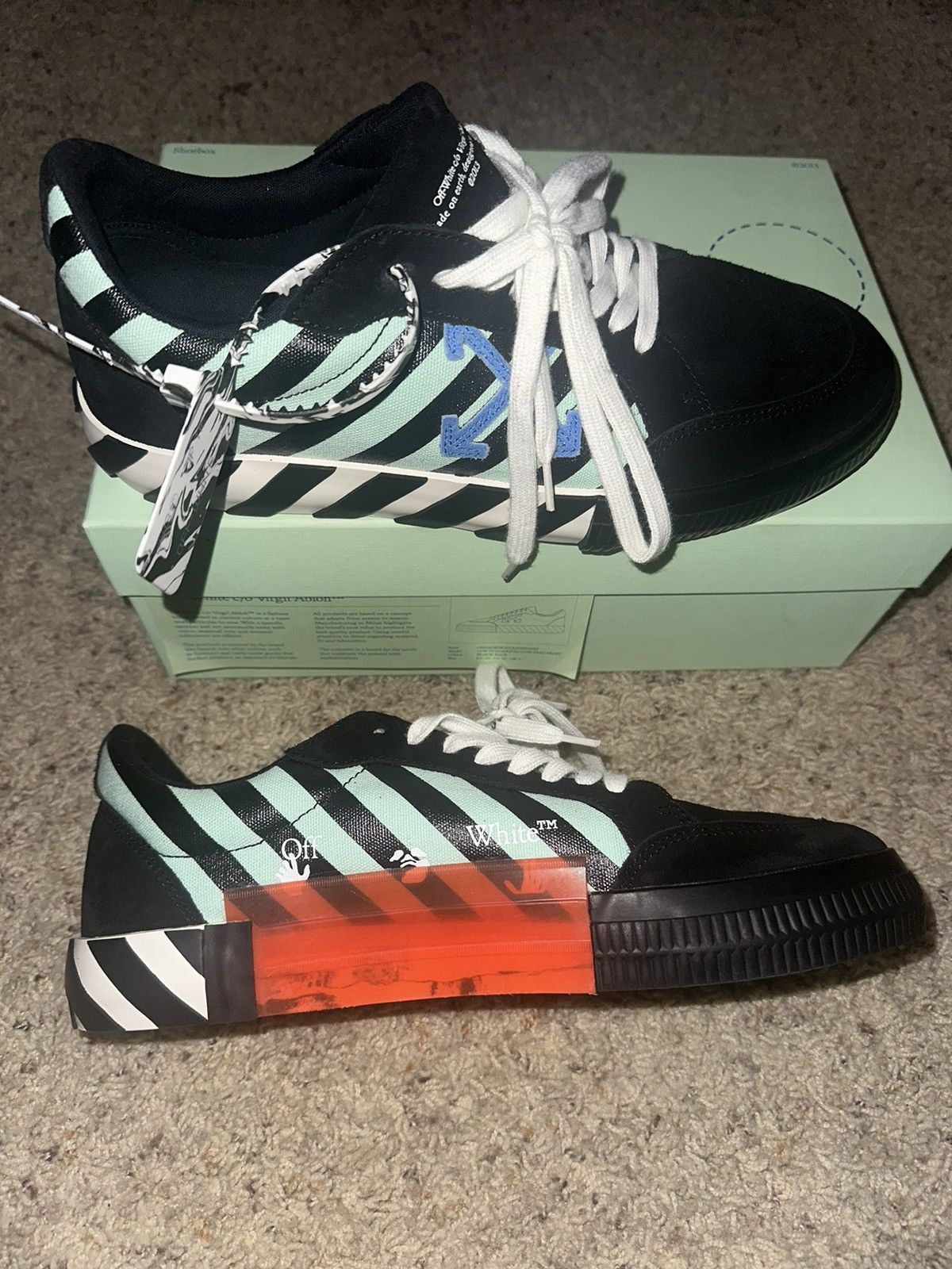 image of Off White Low Vulcanized Sneakers in Black, Men's (Size 10)
