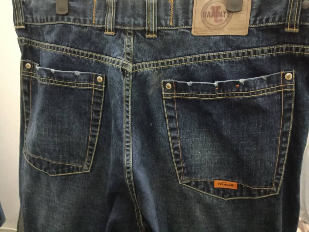 Designer VARCITY BAGGY PACTHES WORK JEANS Size US 38 / EU 54 - 6 Thumbnail